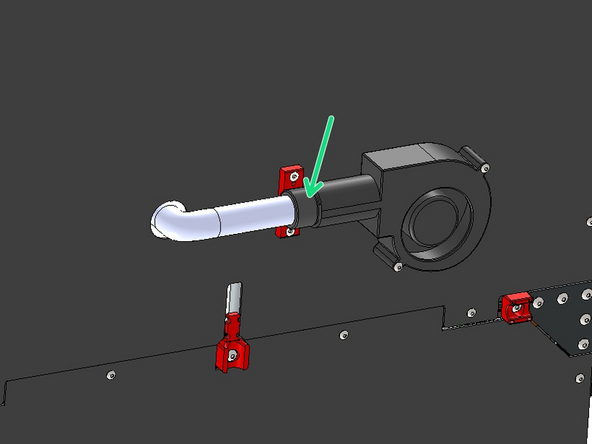 Push the silicone side of the cooling hose through the rear roof panel and into the fan.