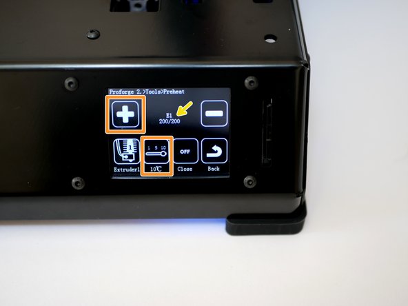 Wait for the Hotend to heat up.