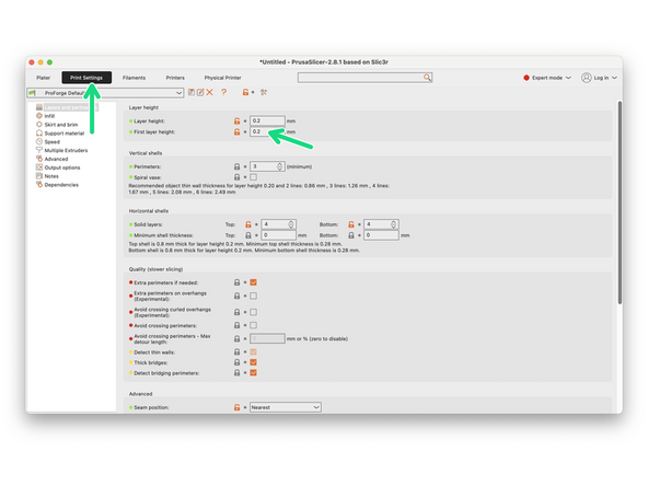 Things to check when printing:
