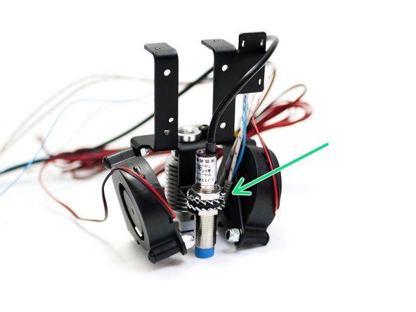 The probe is secured to the back of the Mount as shown.