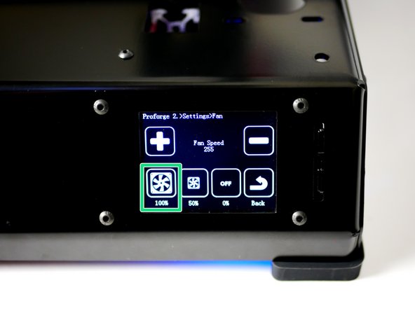 Power up to 100% and check that the blower fan is turning.