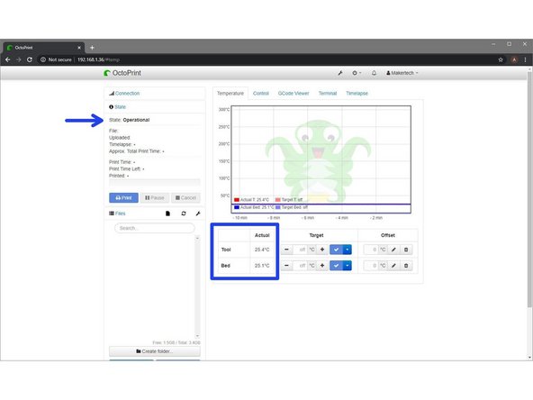 A successful connection should read: