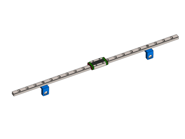 Fix the rail brackets onto the two 410mm long MGN9H rails.