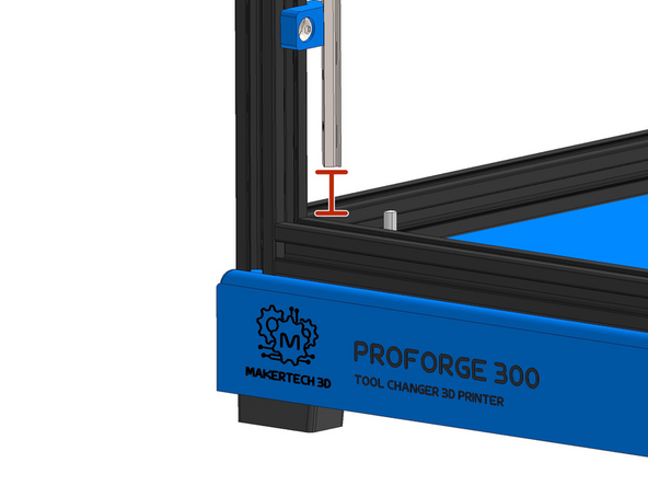 The bottom of the rail should sit ~20mm above the frames extrusion as shown.