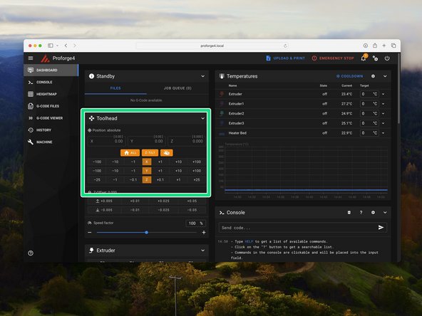 The pick up positions for each print head should be as follows: