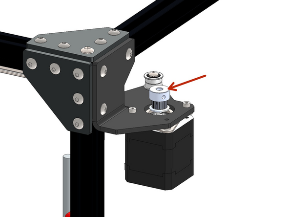 Orientate so that the pulley teeth are facing downwards.