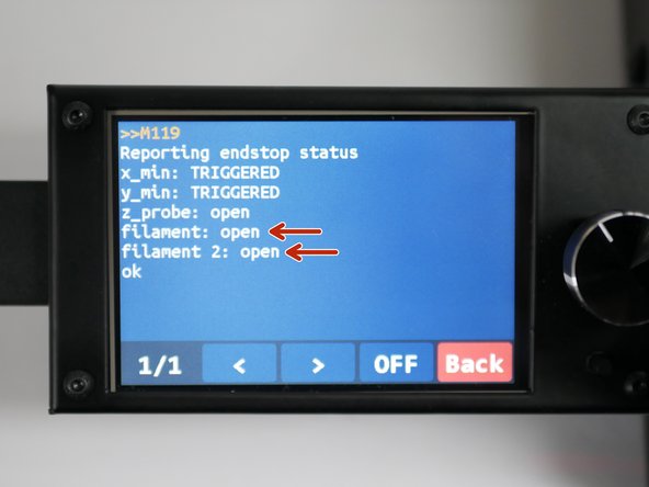 Sending M119 should return back OPEN.