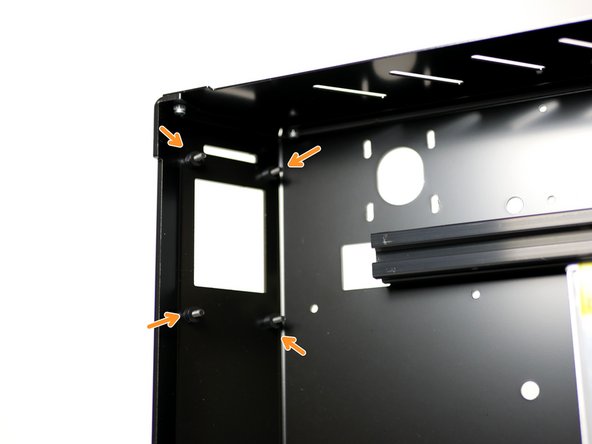 Prepare four M3 x 14mm bolts and four M3 x 5mm spacers onto the touch screens mounting holes.