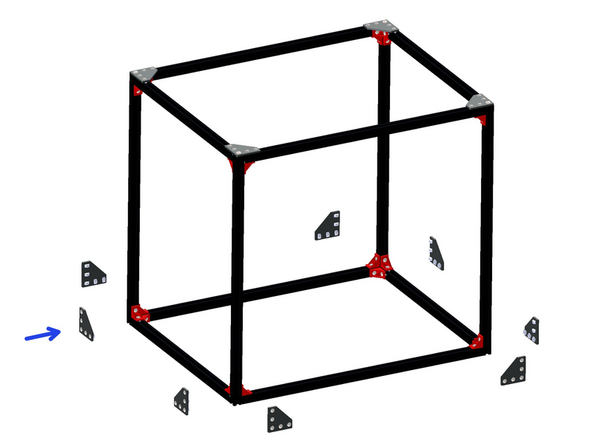 Next using the remaining bracket assemblies attach them around the base of the frame as shown.