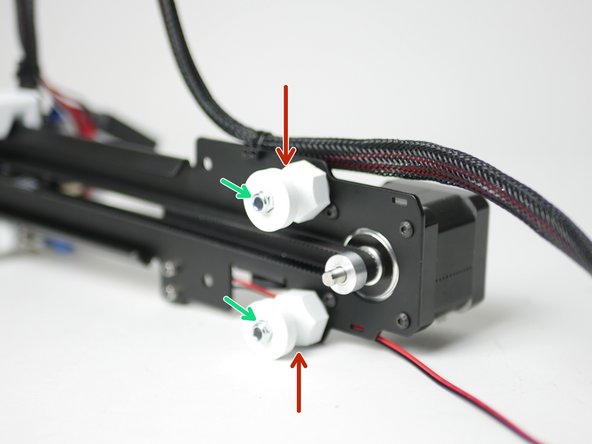 Fix two eccentric guides to the rear of the gantry like shown.
