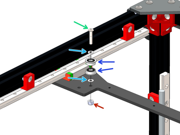 Build the third Idler stack as shown on the near side of the gantry bracket.