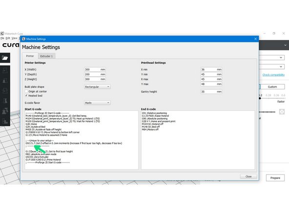 In order to get the nozzle closer to the bed for the first layer to properly stick we'll need to adjust the z-offset value. This value will only need to be dialled in once.