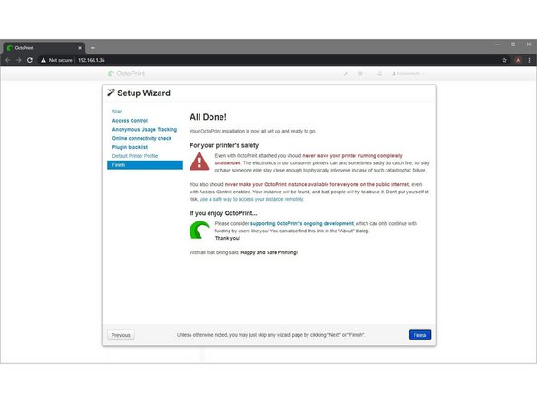 Read the notice and click Finish.