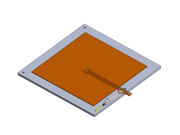 Peel the backing paper from the silicone heater and fix it to the centre of the platform as show.