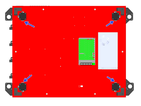 Ensure that the cable connectors on the motors are all facing inwards under the base as shown.