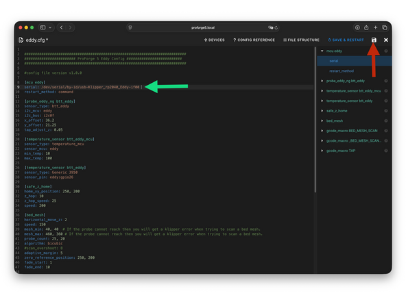 Insert the Serial ID into the Eddy.cfg file.