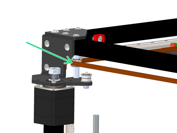 Next feed the belt across the top and to the idler on the other motor bracket.