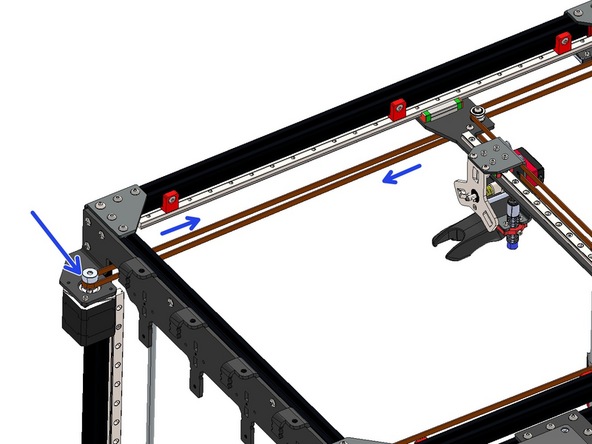 Next feed it around the pulley on the rear left motor.