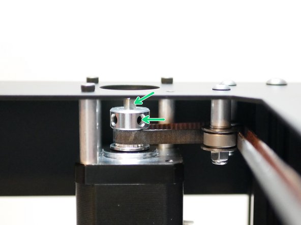 Align the flats of the motor's shaft's to the pulley's grub screws and firmly secure the  pulley's in place.