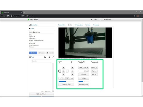 Check that you can move the axes of the printer with the Octoprint control panel.