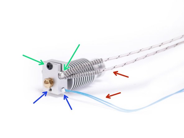 Fix the heater cartridge as shown. Tighten this bolt to secure it.