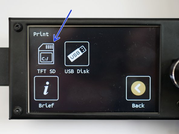 From the home screen go to Print -&gt; TFT SD -&gt; P3_3DBenchy.gcode