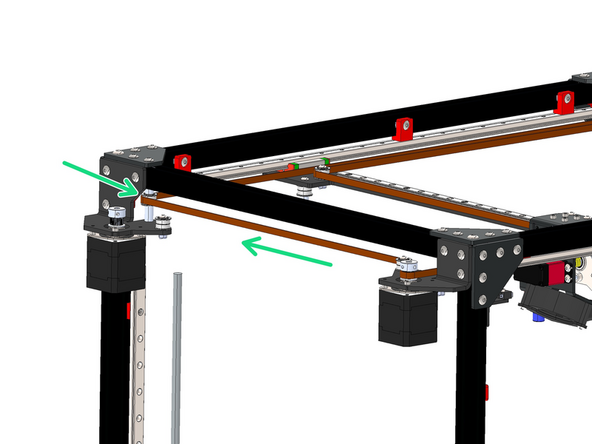 Next feed the belt across the top and to the idler on the other motor bracket.