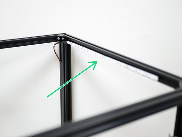 Re-attach the LED strip to the inside of the of the front extrusion as shown.
