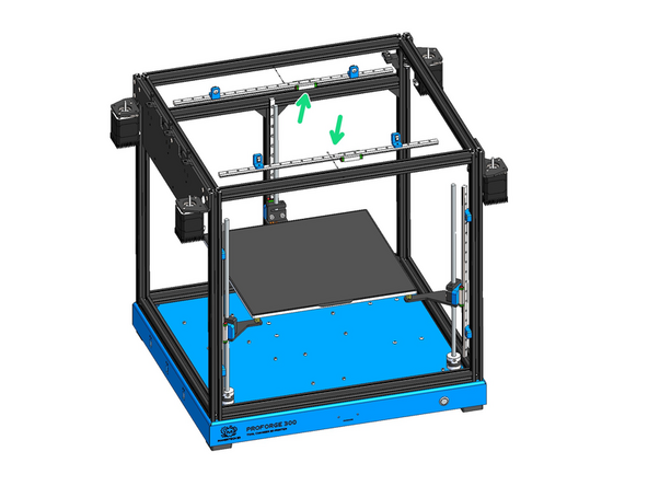 Mount the rails onto the inside of the top of the frame as shown.