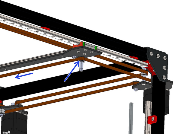 Next feed the belt around the idler on the bottom of the gantry.