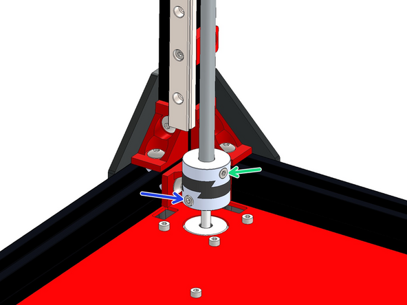 Fix the lead screws to the Z-motors using the Oldham Couplings. They come in a bag in three pieces, the pieces can be slid on to each other to create one coupling.