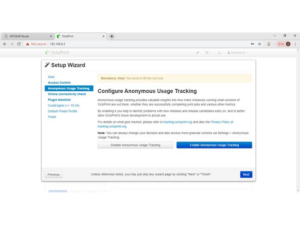 Read through the privacy policy info and decide whether you would like to enable the tracking.