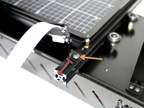 Mount the Pi Cam to the lower left extrusion of the platform with an M5 x 8mm bolt, M5 washer and M5 T-Nut.