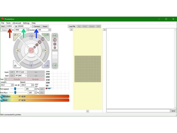 Open the Pronterface software.