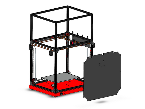Mount the rear panel as shown to the back of the printer with the fume filter assembly on the inside.