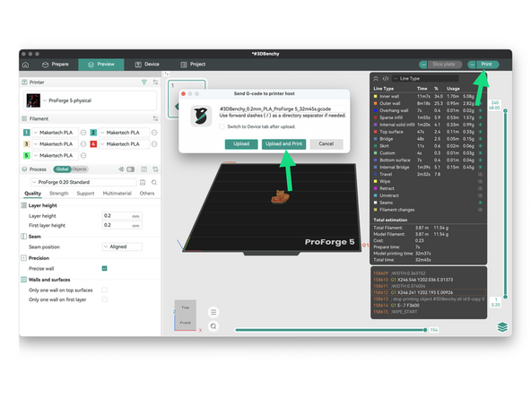 Import in a model and slice it. Then hit print and you should be able to upload it directly to the printer for printing.