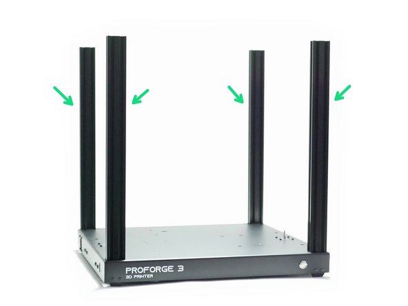 Secure the four 2040 aluminium extrusions to the base.