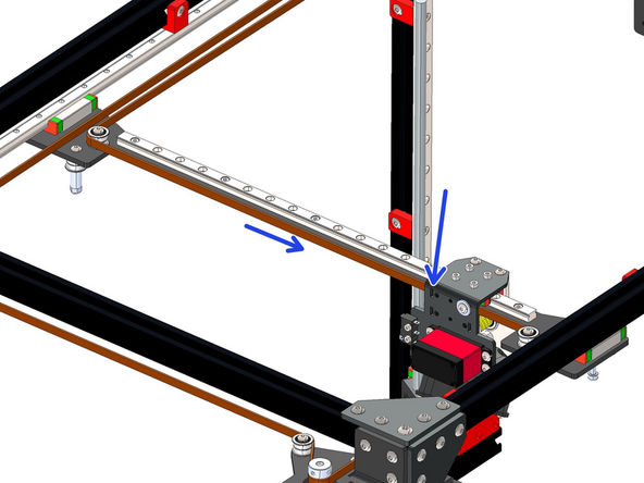 Fix the end of the belt into the slot on the top left of the bracket - again feeding it in from the inside of the bracket.