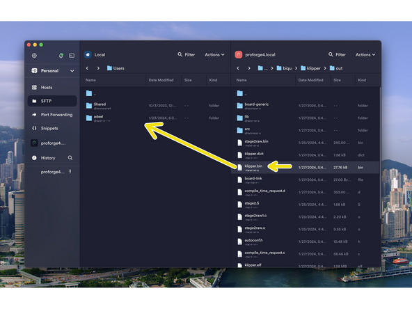 home -&gt; biqu -&gt; klipper -&gt; out