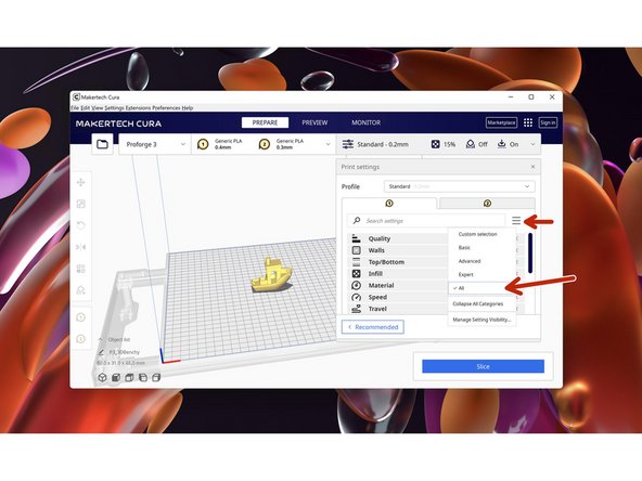 The default profiles give you a good starting point, these will need to be edited to get the best results out of your material, this can be done by going into the custom settings.