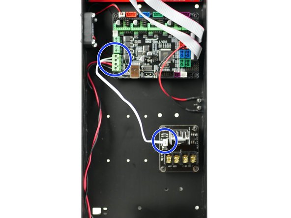 Connect the short white signal cable from the MOSFET to the control board.