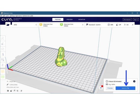 Hit slice and save the .gcode to either a folder or to the SD card if you have the LCD screen installed.