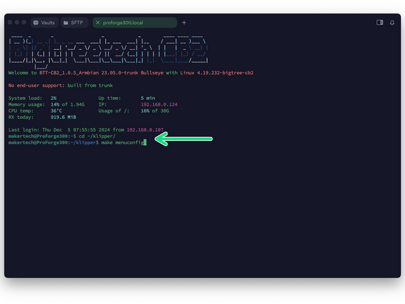 After logging in send the following commands to the terminal: