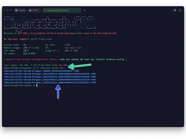 Use Termius to SSH back into the printer in order to retrieve the boards serial id.