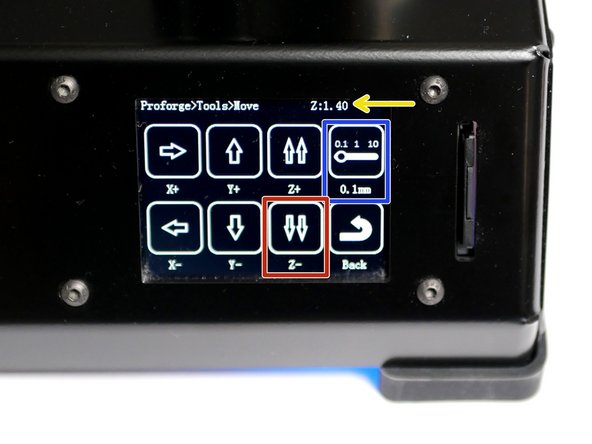 On the touch screen go to Tools -&gt; Move and toggle the distance selector to 0.1mm.