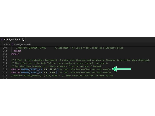 Set the nozzle offset for the switching hotends.