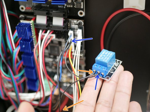 Connect the exposed wire to the relay switch as shown.