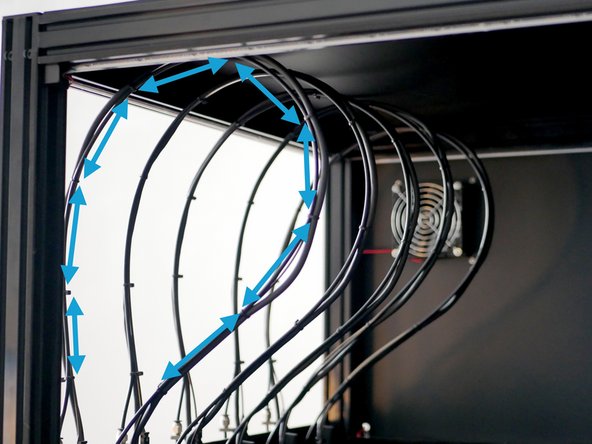 Position the first cable tie 10cm above the print head.