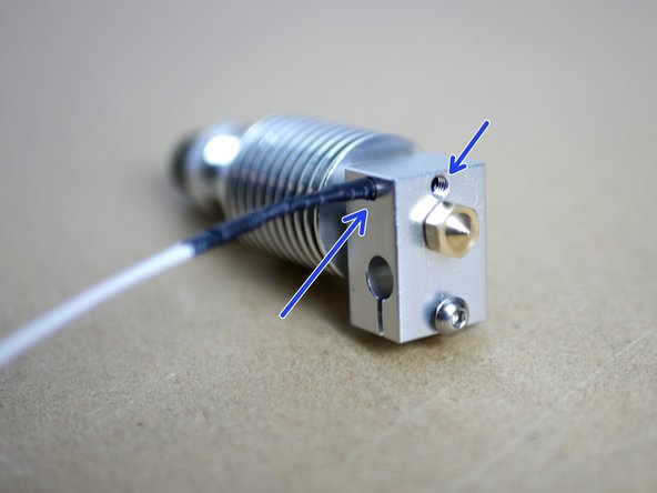 Slide the Heater Cartridge into the Heater Block from the left side, position it centrally and tighten down the M3 bolt to hold it in place.