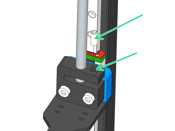 Move the carriage to its highest point, loosen the M5 bolts holding the nut and tighten again after checking the lead screw is straight.